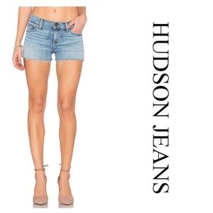 Hudson Jeans Kenzie Frayed Hem Cutoff Light Blue Defy Wash Denim Shorts Size 24